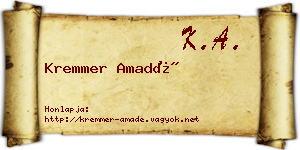 Kremmer Amadé névjegykártya
